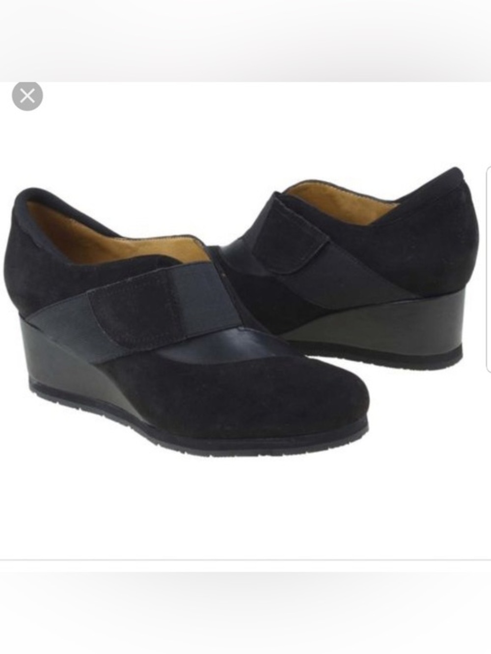 Earthies Bondy Black Suede Leather Wedge Ankle Booties Size 10
